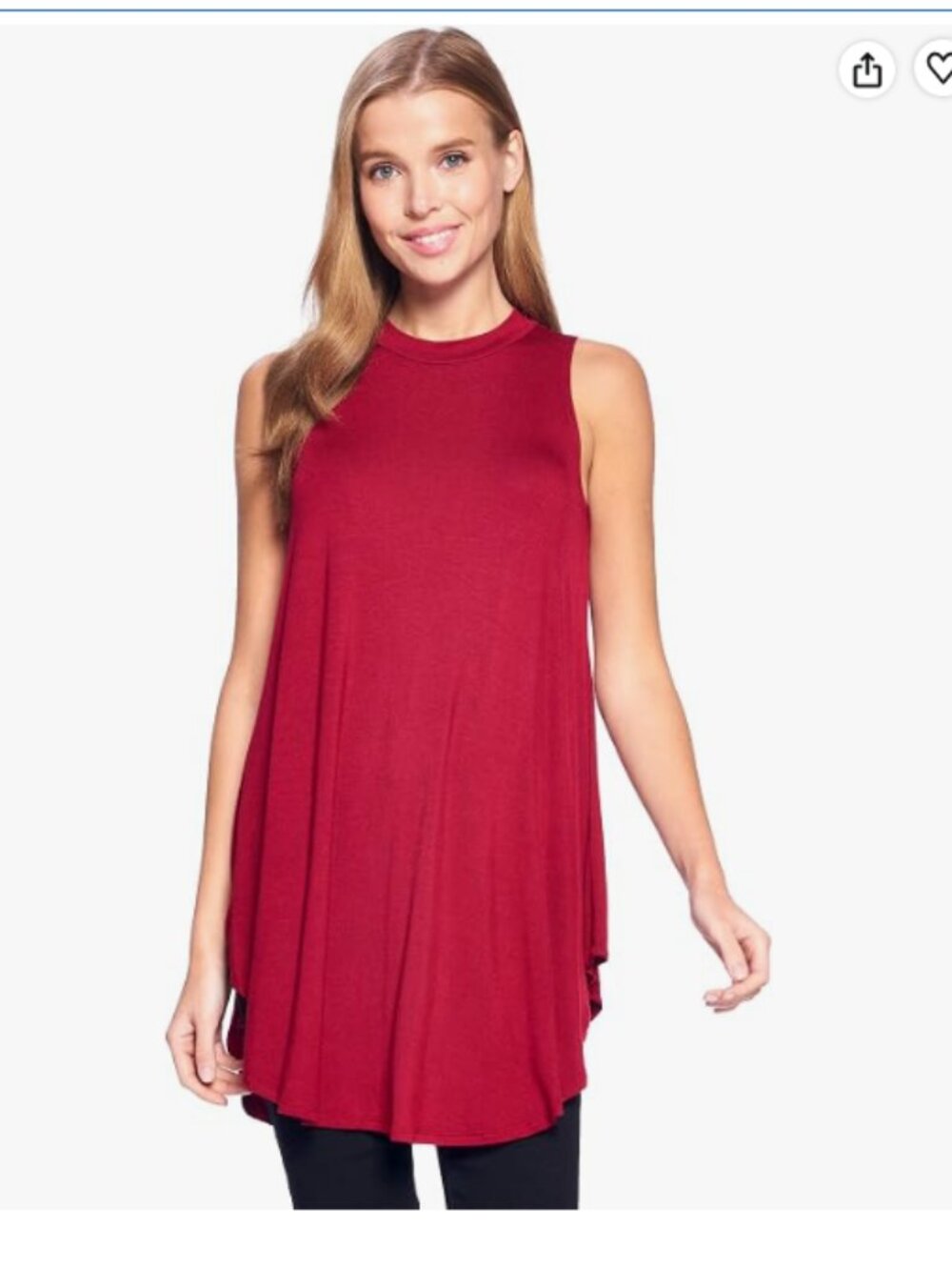 Burgundy Solid Long Flowy Tank T-Shirt Tunic - Size Large